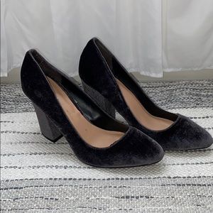Grey velvet heels